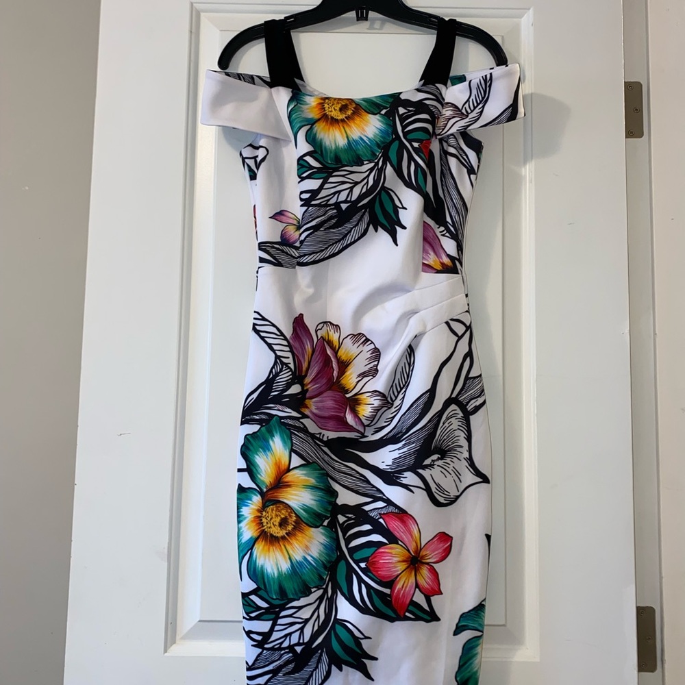 Joseph Ribkoff White Floral Midi Dress